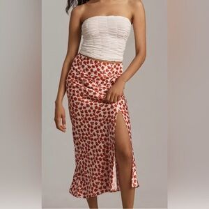 Anthropologie NWOT Maeve Red and White Floral Women's Skirt - XS